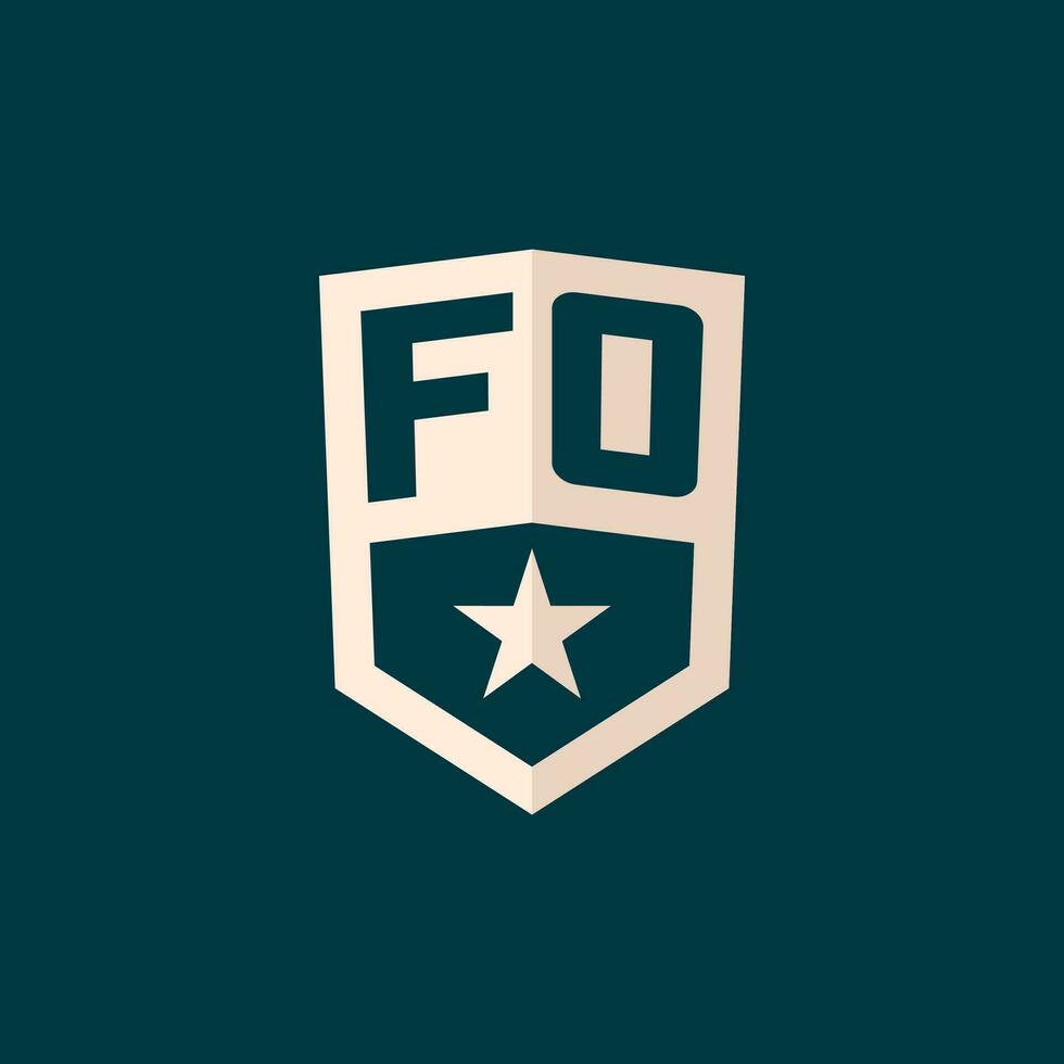 Initial FO logo star shield symbol with simple design vector