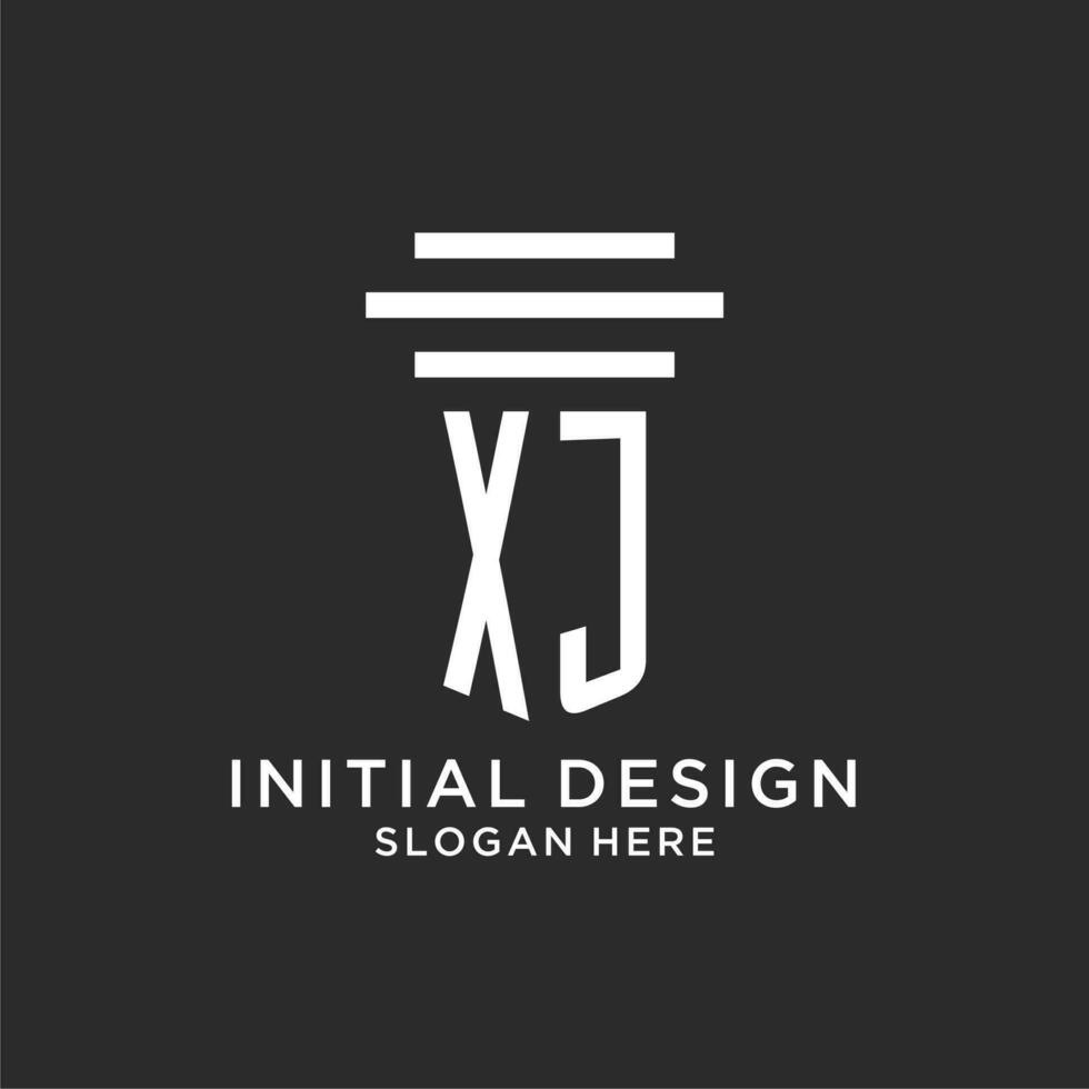 XJ initials with simple pillar logo design, creative legal firm logo vector