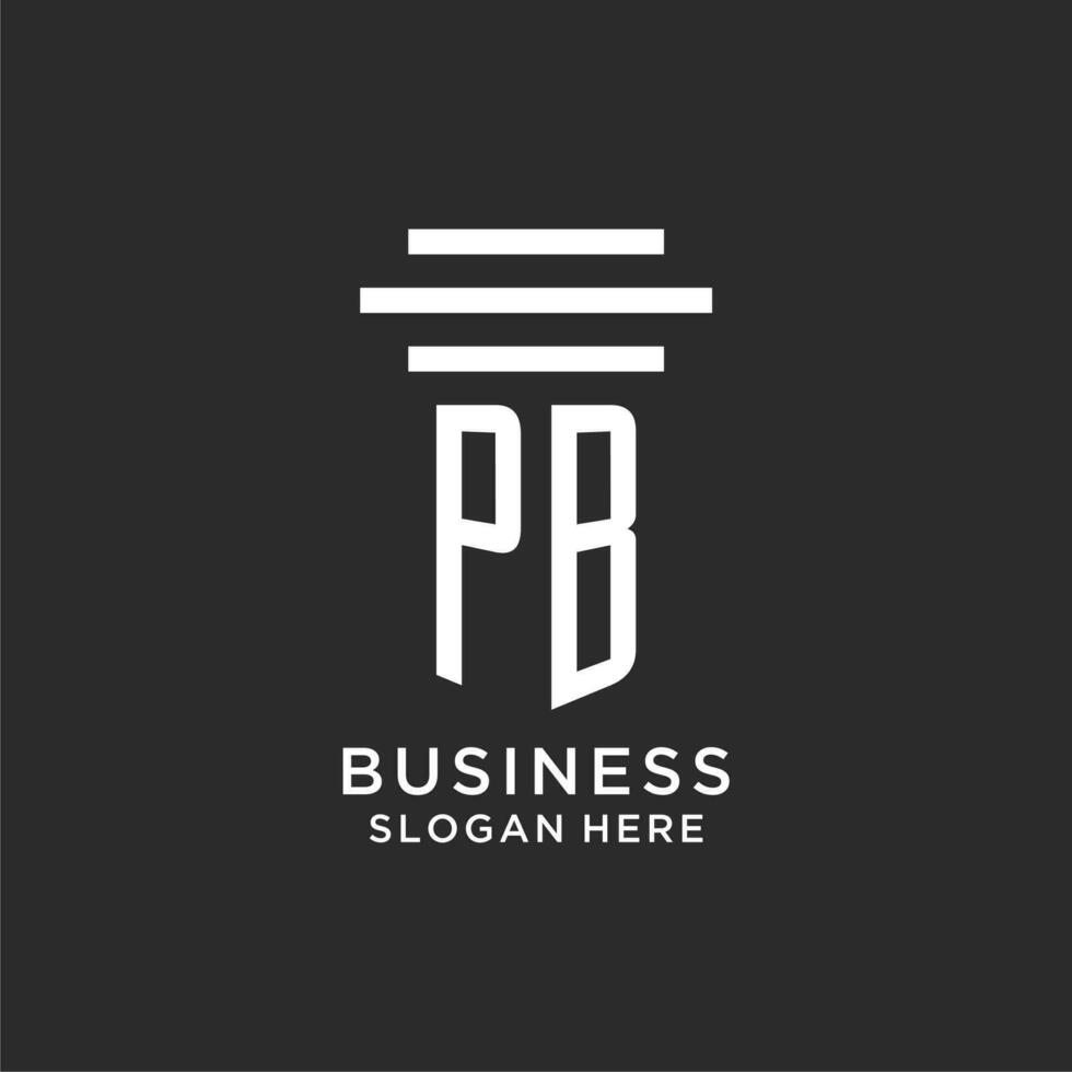 PB initials with simple pillar logo design, creative legal firm logo vector