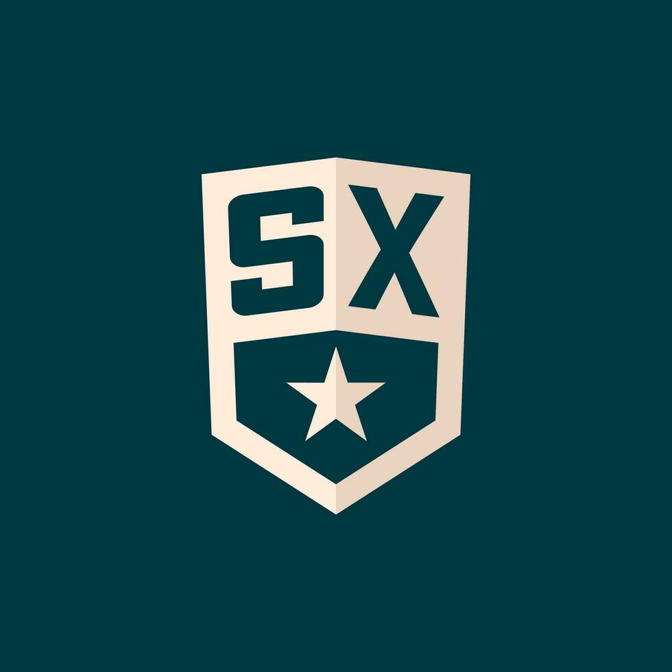 Initial SX logo star shield symbol with simple design vector