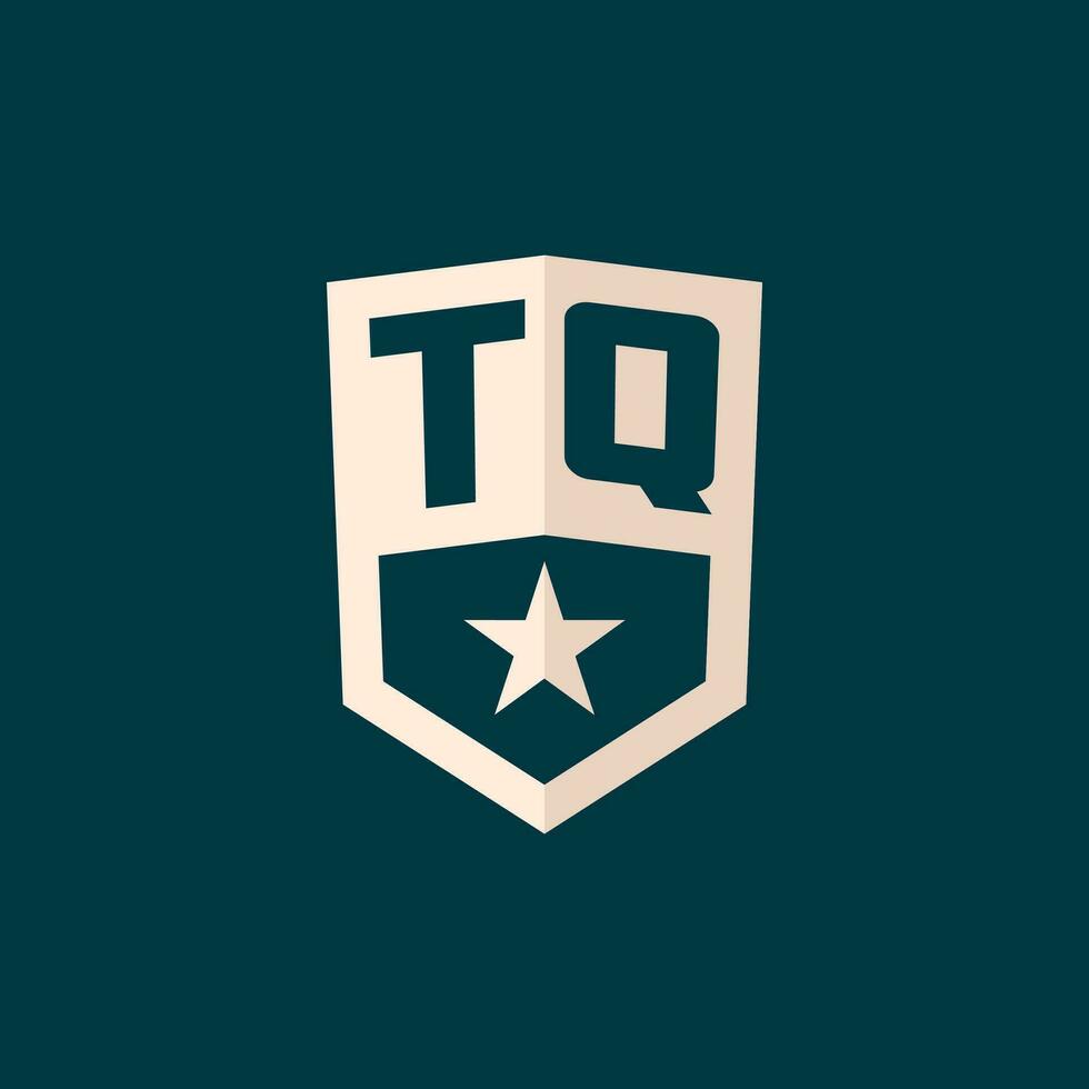 Initial TQ logo star shield symbol with simple design vector