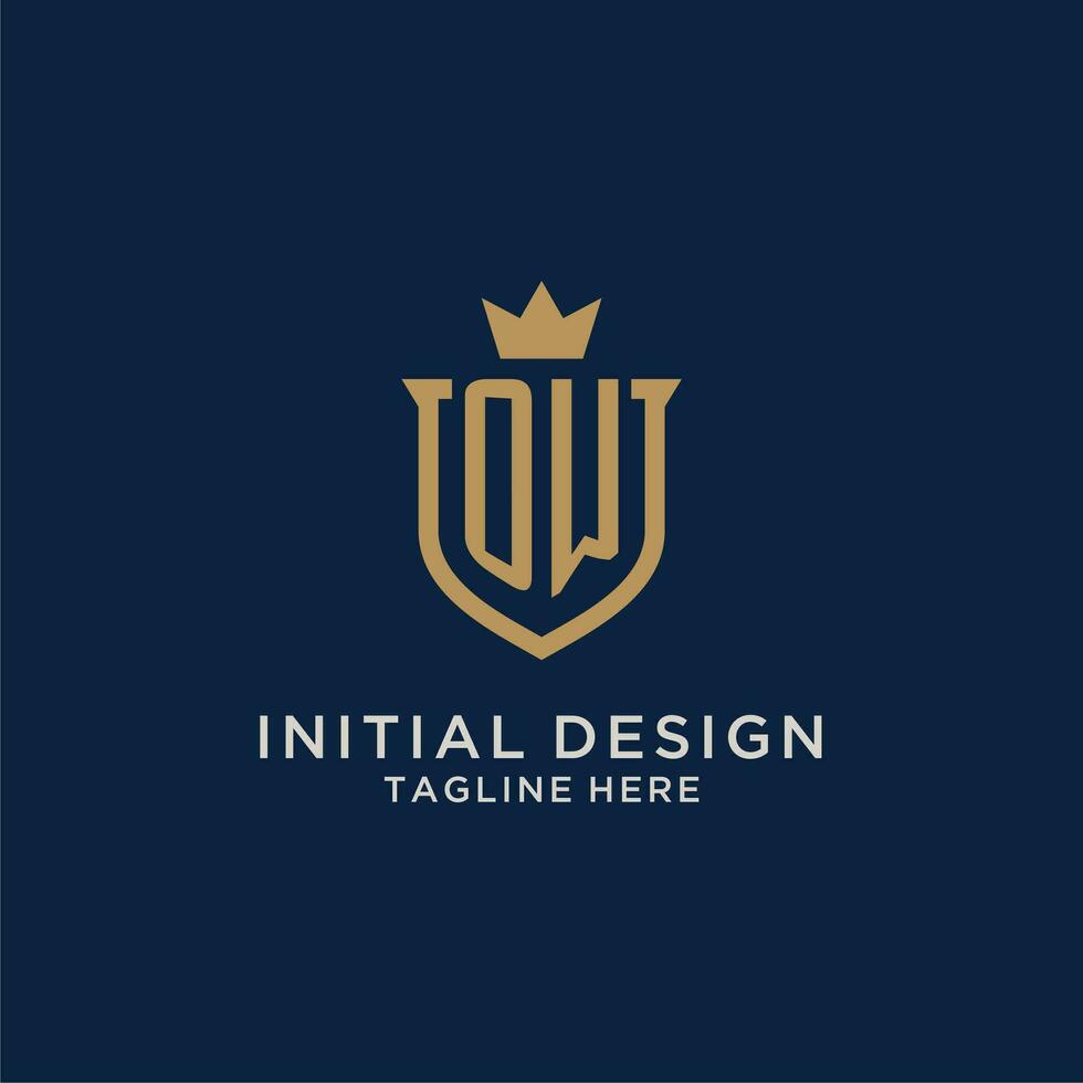 OW initial shield crown logo vector