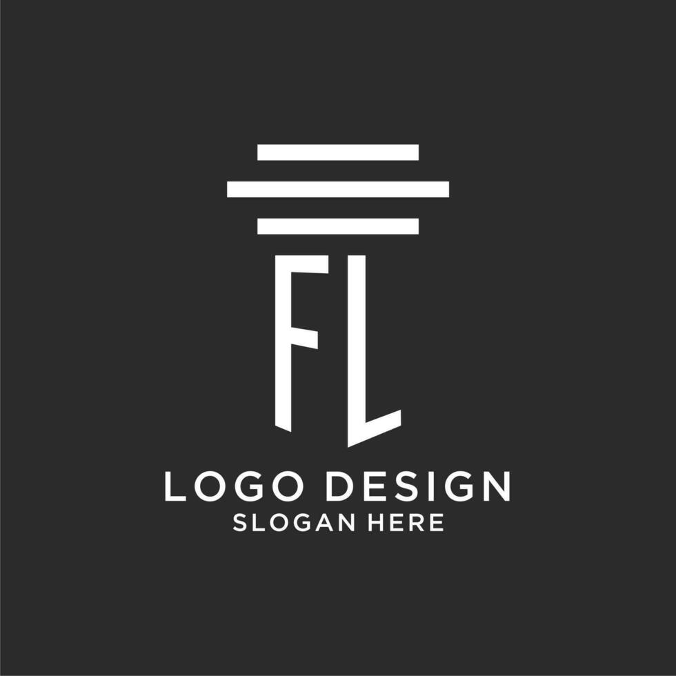 FL initials with simple pillar logo design, creative legal firm logo vector