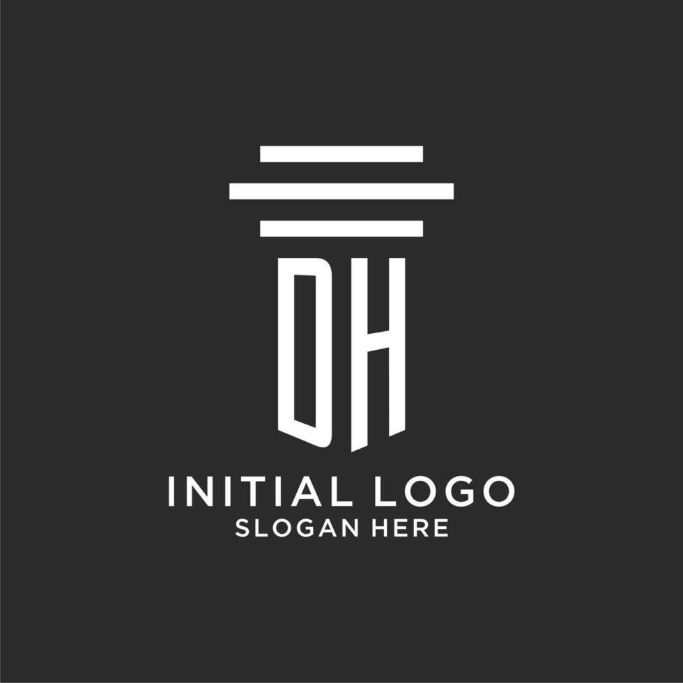 DH initials with simple pillar logo design, creative legal firm logo vector