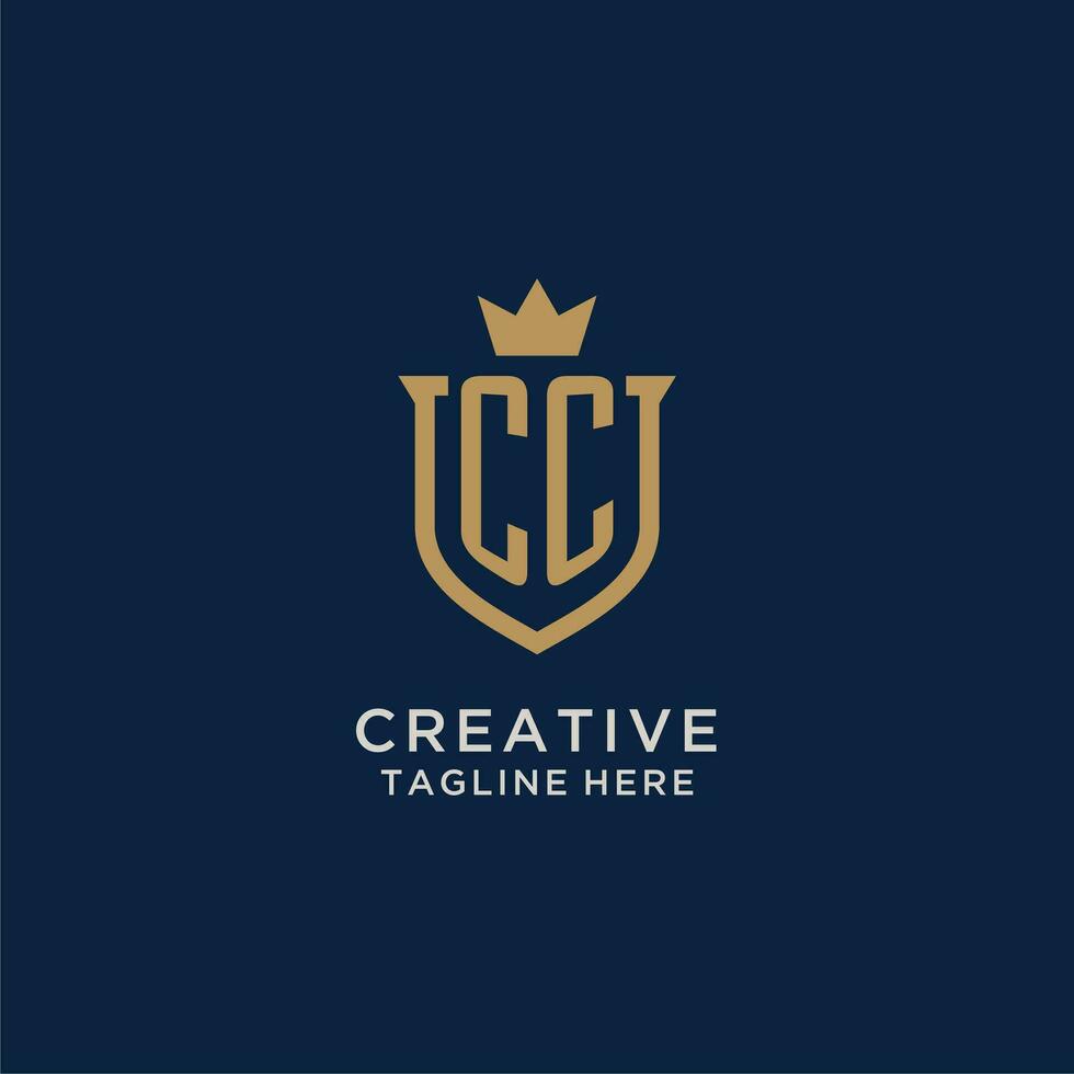 CC initial shield crown logo vector