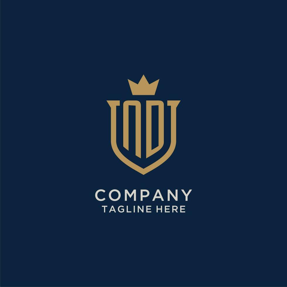 ND initial shield crown logo vector