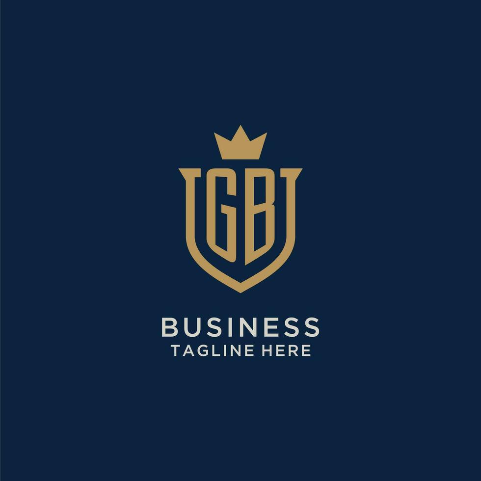 GB initial shield crown logo vector