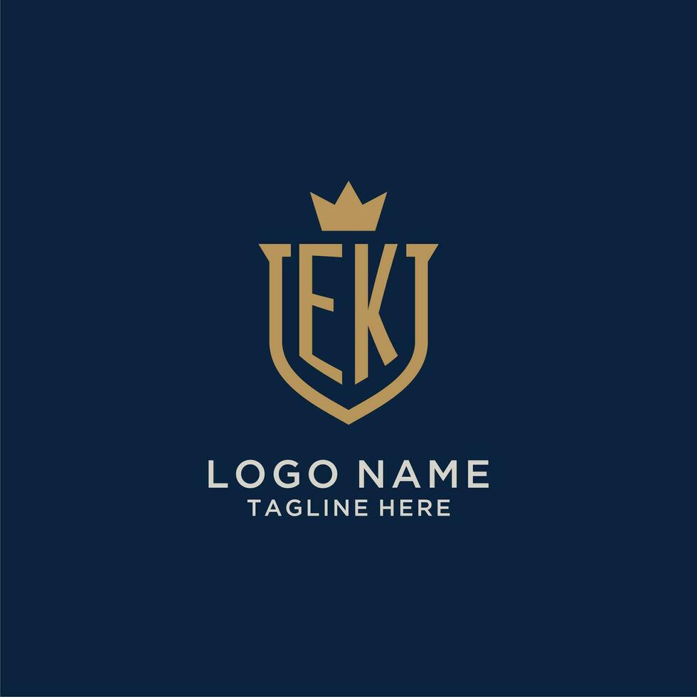 EK initial shield crown logo vector