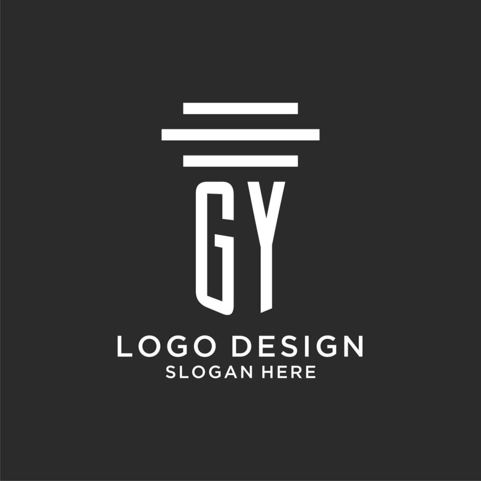 gy iniciales con sencillo pilar logo diseño, creativo legal firma logo vector