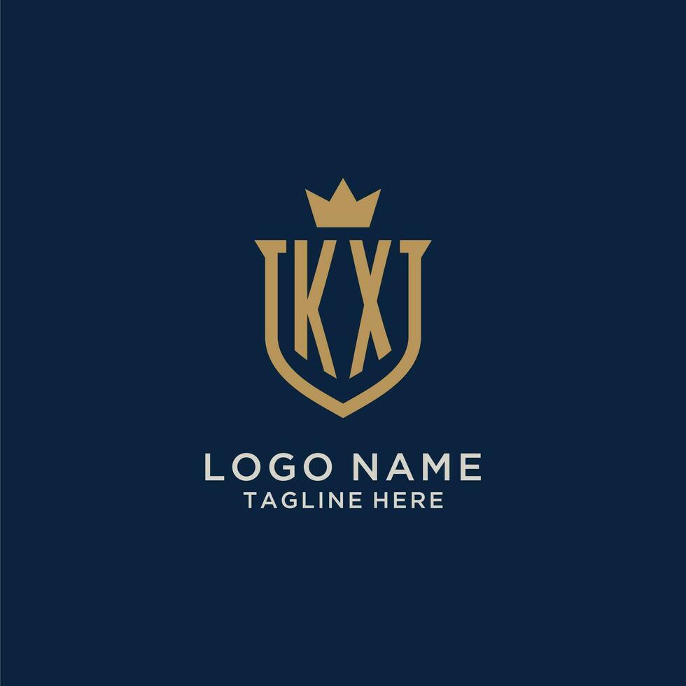 KX initial shield crown logo vector