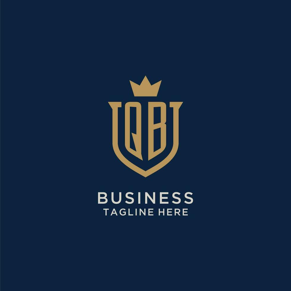 QB initial shield crown logo vector