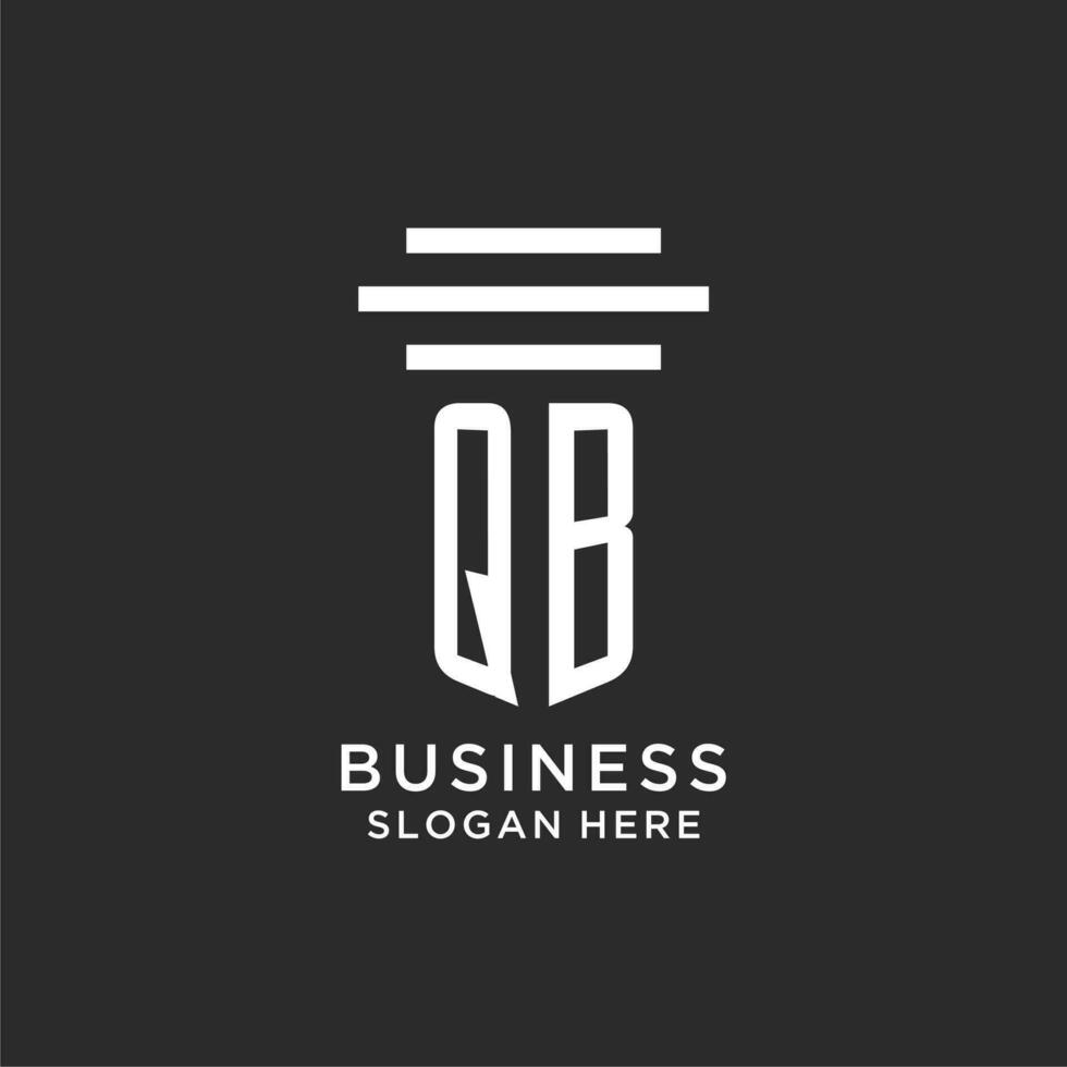 QB initials with simple pillar logo design, creative legal firm logo vector