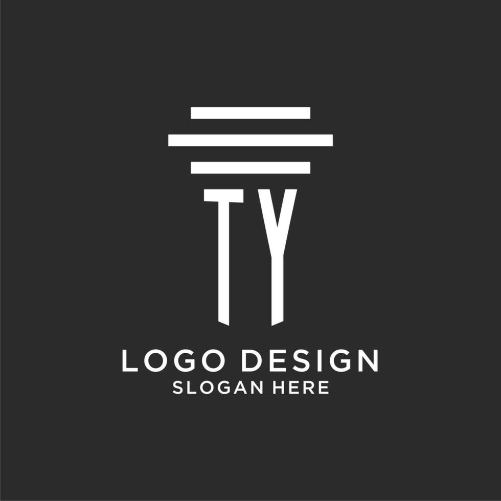 TY initials with simple pillar logo design, creative legal firm logo vector