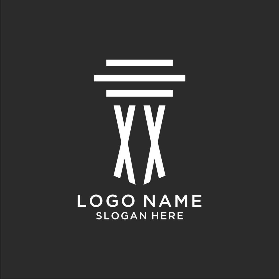 xx iniciales con sencillo pilar logo diseño, creativo legal firma logo vector