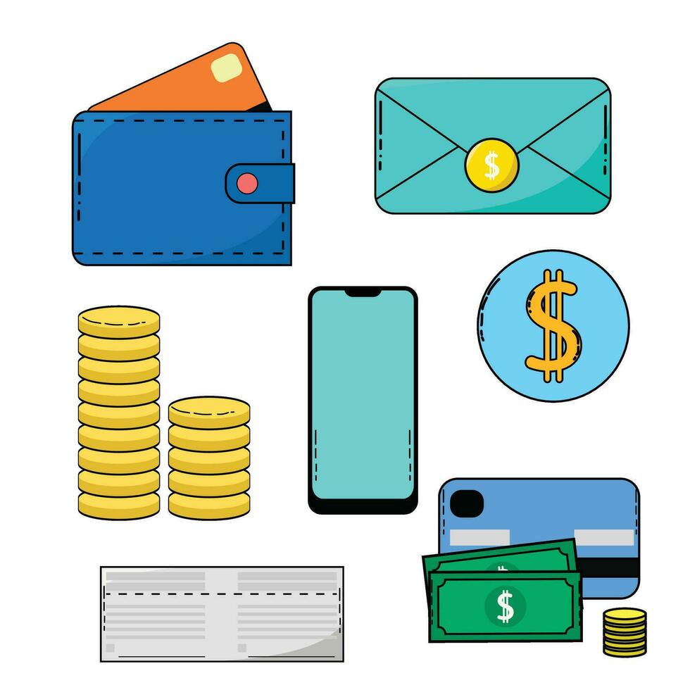 dinero y pago Finanzas salvar icono diseño vector