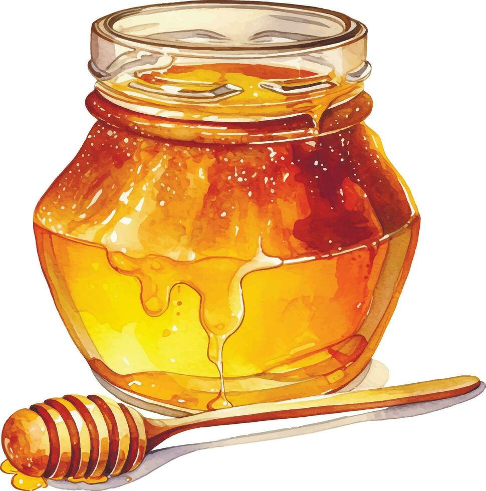 acuarela dibujo. tarro de Miel. ilustración en el tema de apicultura, agricultura, natural productos vector