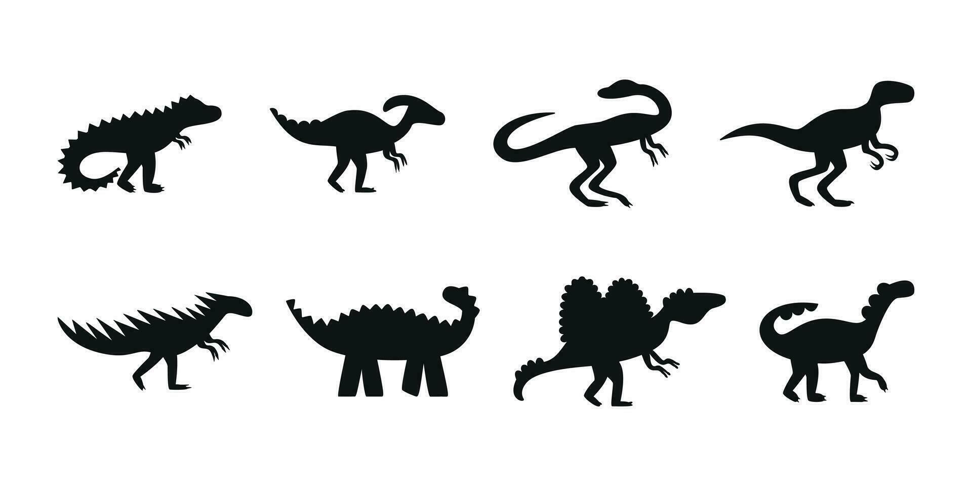 plano vector silueta ilustraciones de dinosaurios