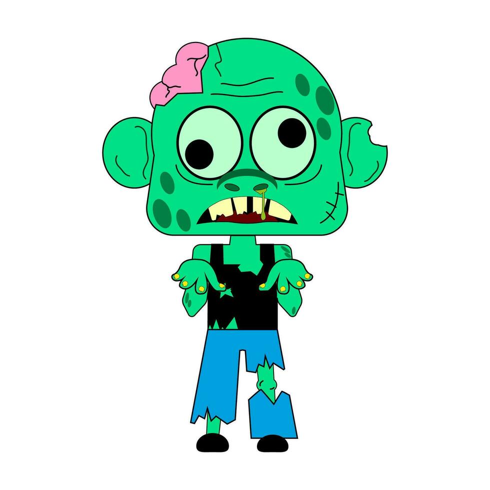 Cartoon zombie. Vector illustration. All elements are isolated