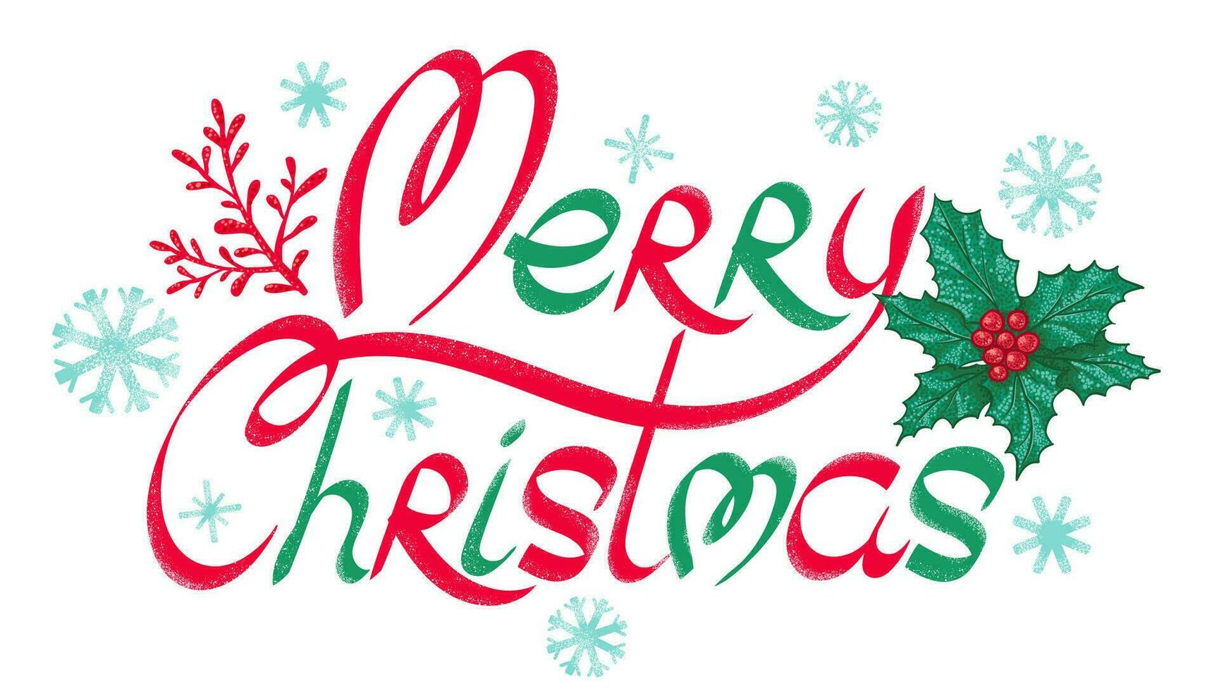 Vector banner for Christmas with hand drawing lettering and plants.