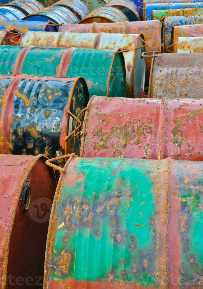 Rusty metal drums photo