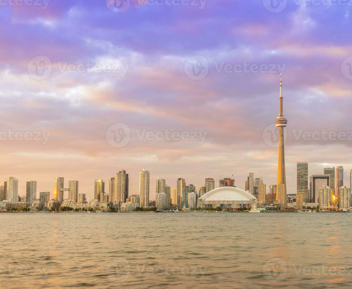 Sunset skyline of Toronto downtown in Ontario, Canada photo