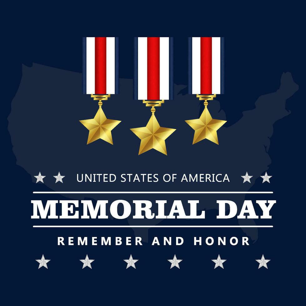 memorial day america poster invitation and square social media post template design vector