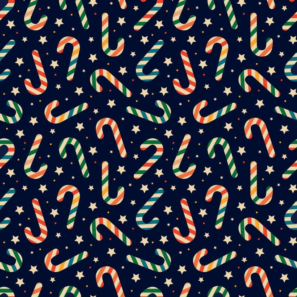 Blue Vintage retro pattern with Christmas candy cane. vector