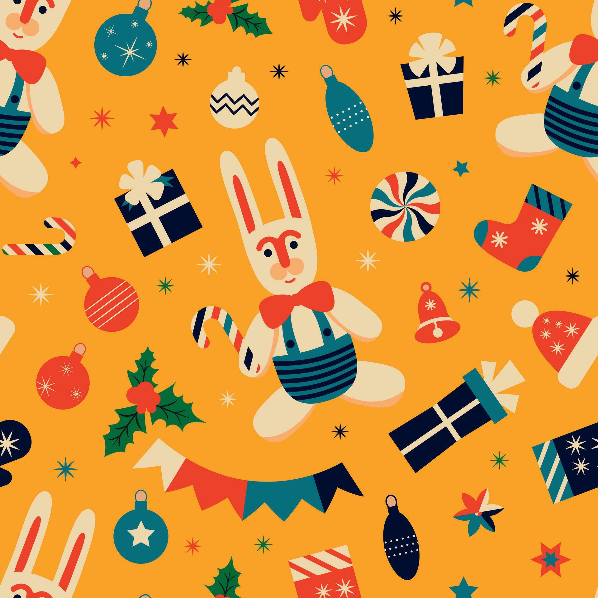 pattern with Retro vintage Christmas toys. Retro Vintage Christmas ...