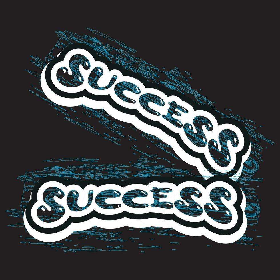 Success lettering text typography dark t shirt design on black background vector