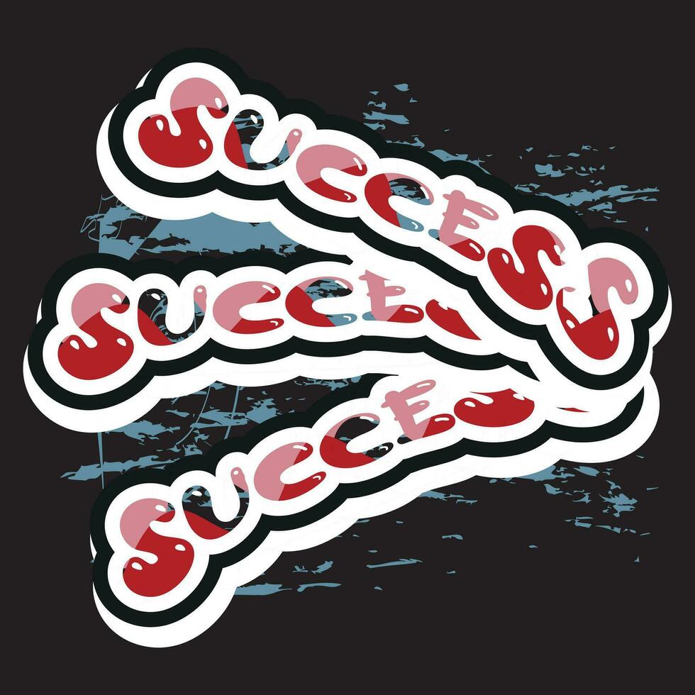 Success lettering text typography dark t shirt design on black background vector