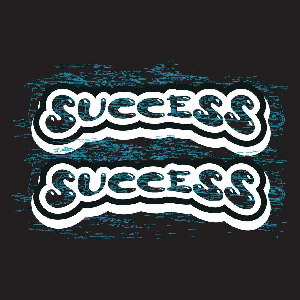 Success lettering text typography dark t shirt design on black background vector