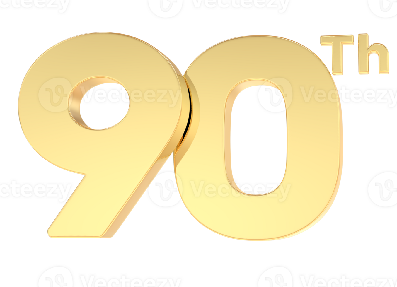3D Render Happy Anniversary Gold Number 90 png