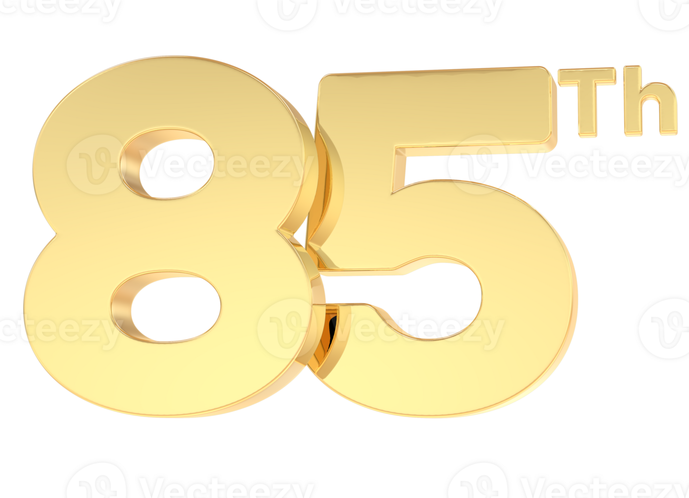 3D Render Happy Anniversary Gold Number 85 png