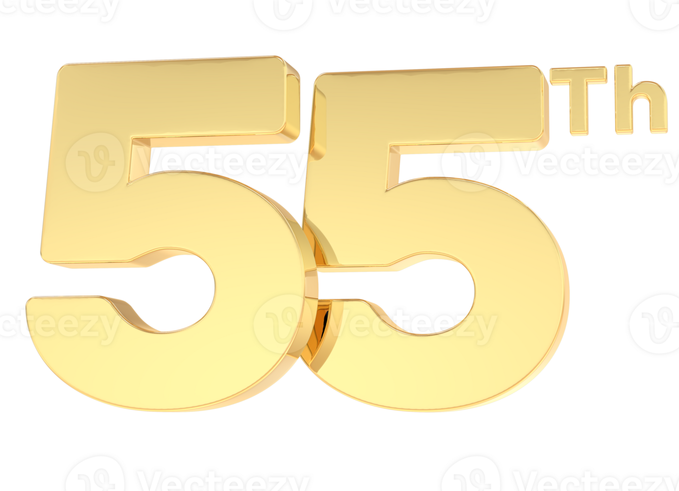 3D Render Happy Anniversary Gold Number 55 png