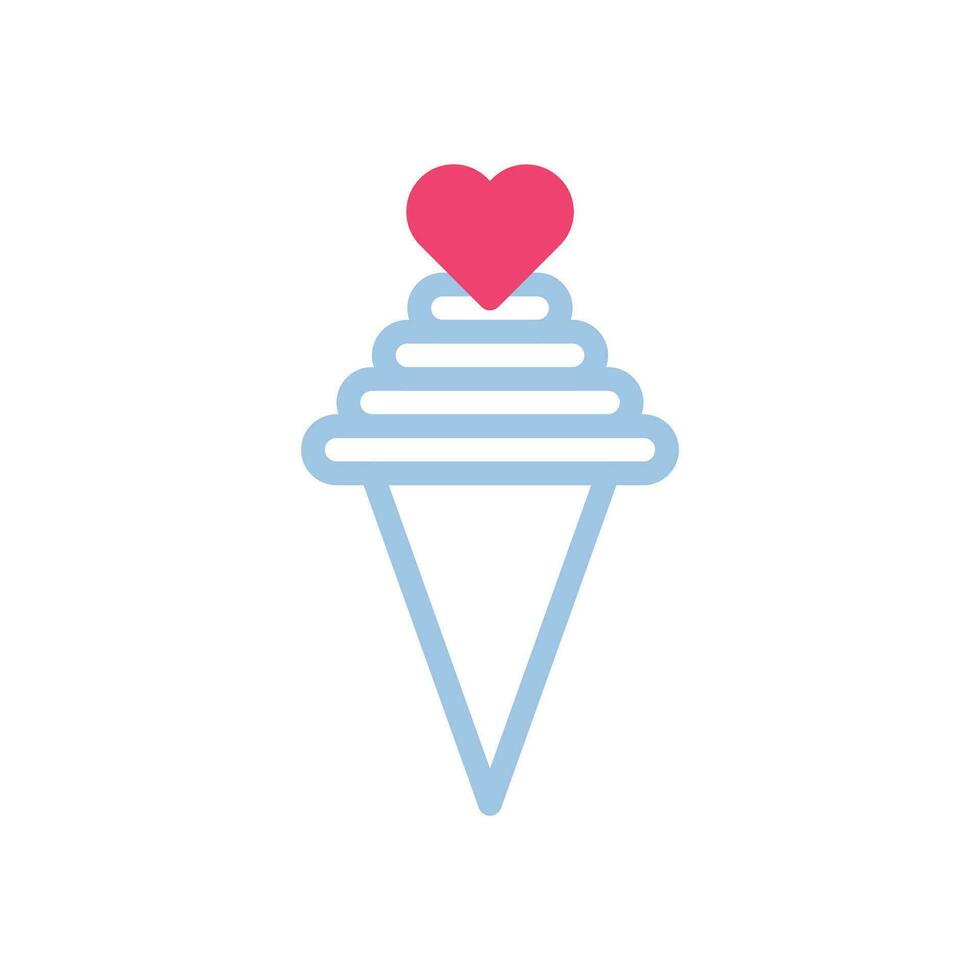 Ice cream love Icon duotone blue pink style valentine illustration symbol perfect. vector