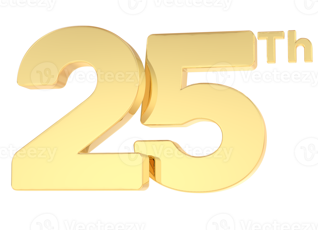 3D Render Happy Anniversary Gold Number 25 png