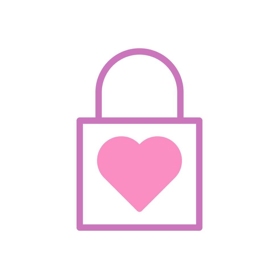 Padlock love icon duotone purple pink style valentine illustration symbol perfect. vector