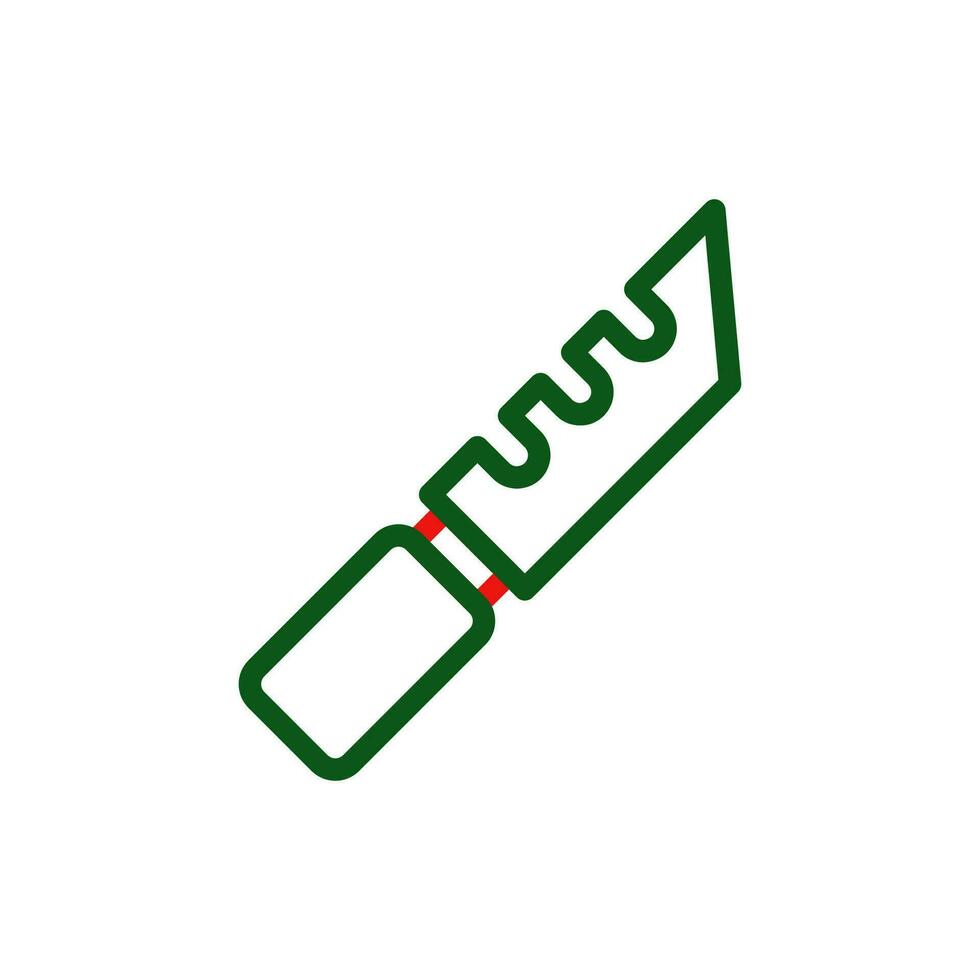 cuchillo icono duocolor verde rojo color militar símbolo Perfecto. vector