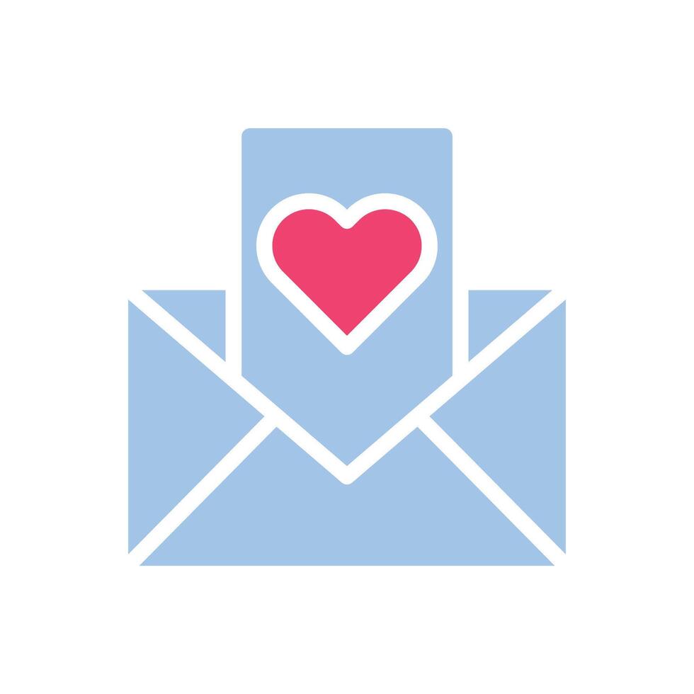 Massage love icon solid blue pink style valentine illustration symbol perfect. vector