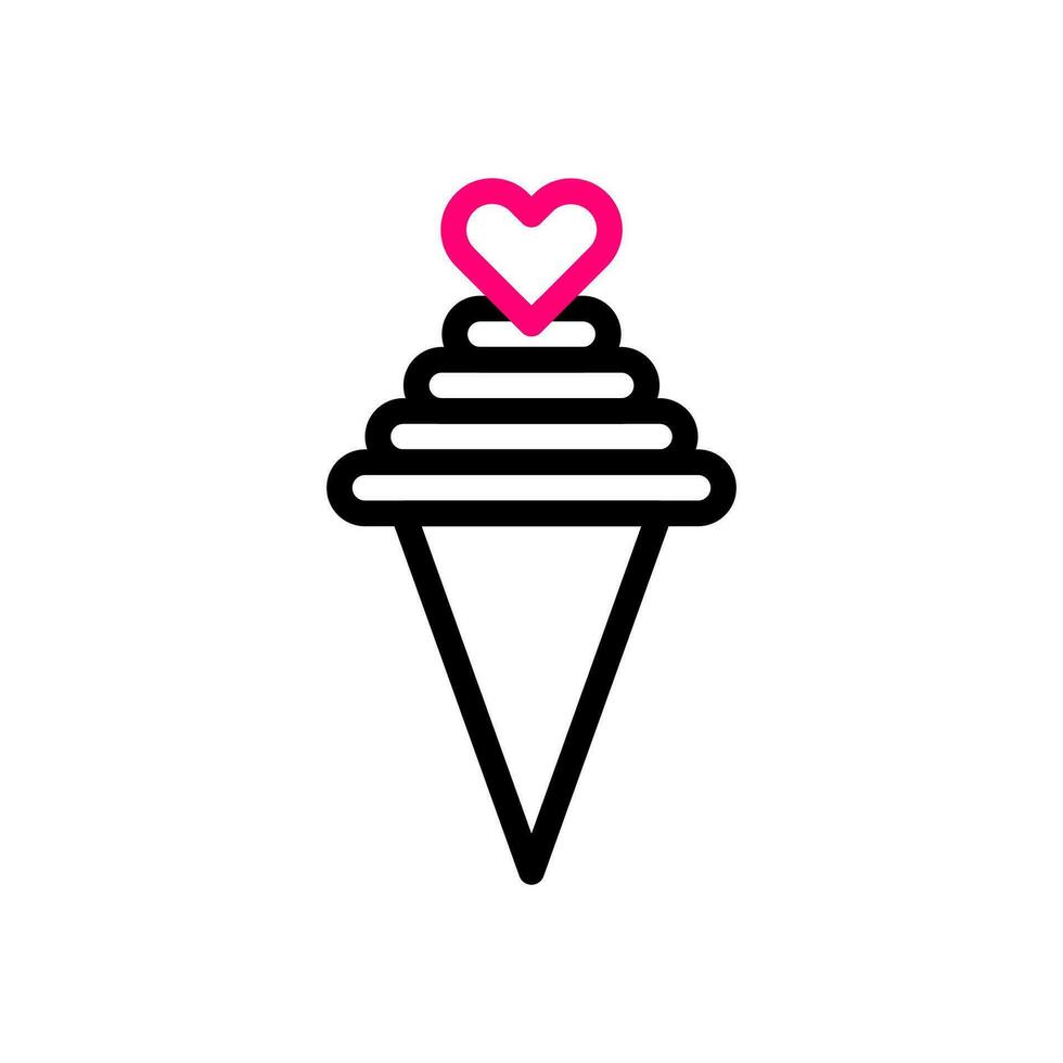 Ice cream love Icon duocolor black pink style valentine illustration symbol perfect. vector