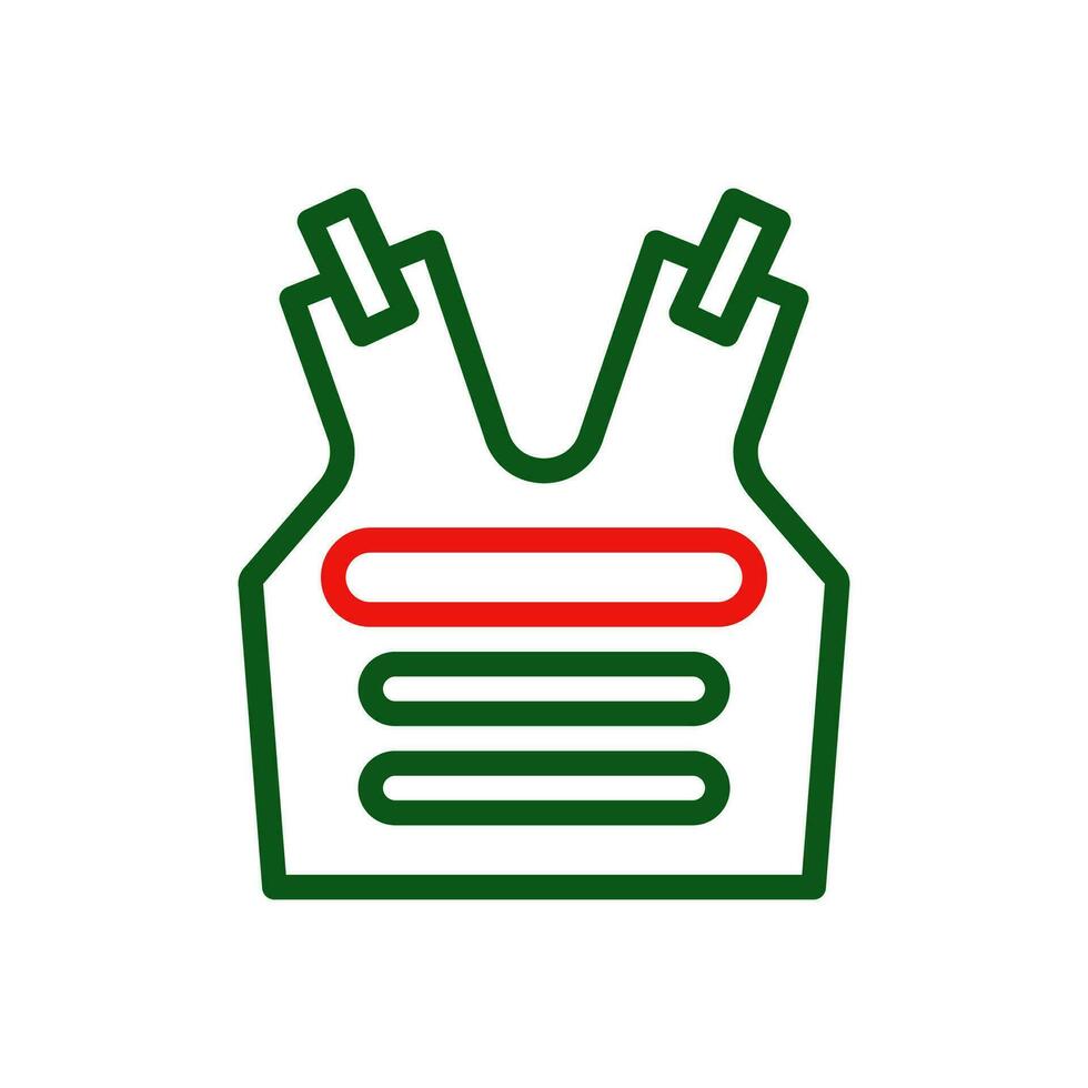 cuerpo armadura icono duocolor verde rojo color militar símbolo Perfecto. vector