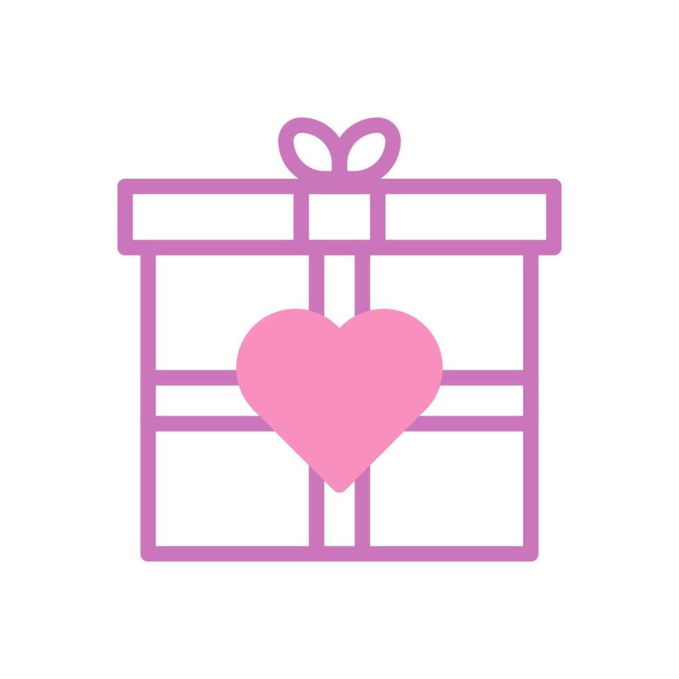 Gift love icon duotone purple pink style valentine illustration symbol perfect. vector