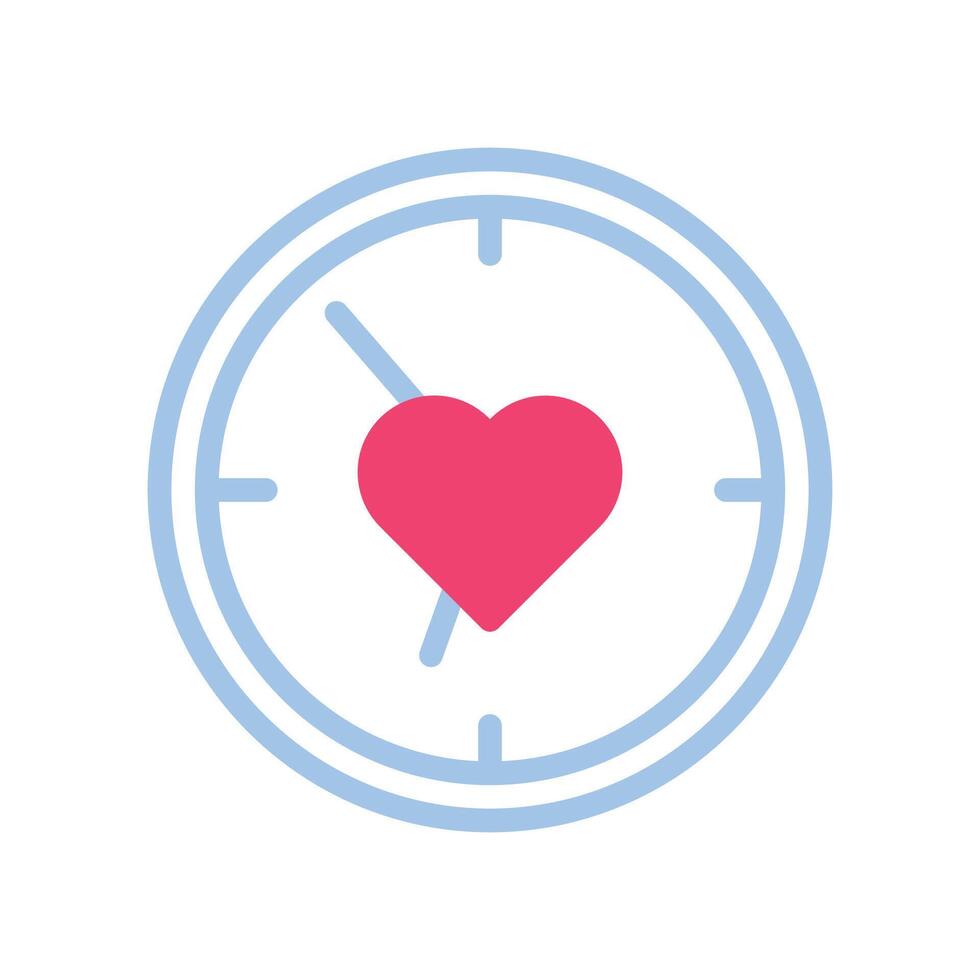 reloj inteligente amor icono duotono azul rosado estilo enamorado ilustración símbolo Perfecto. vector