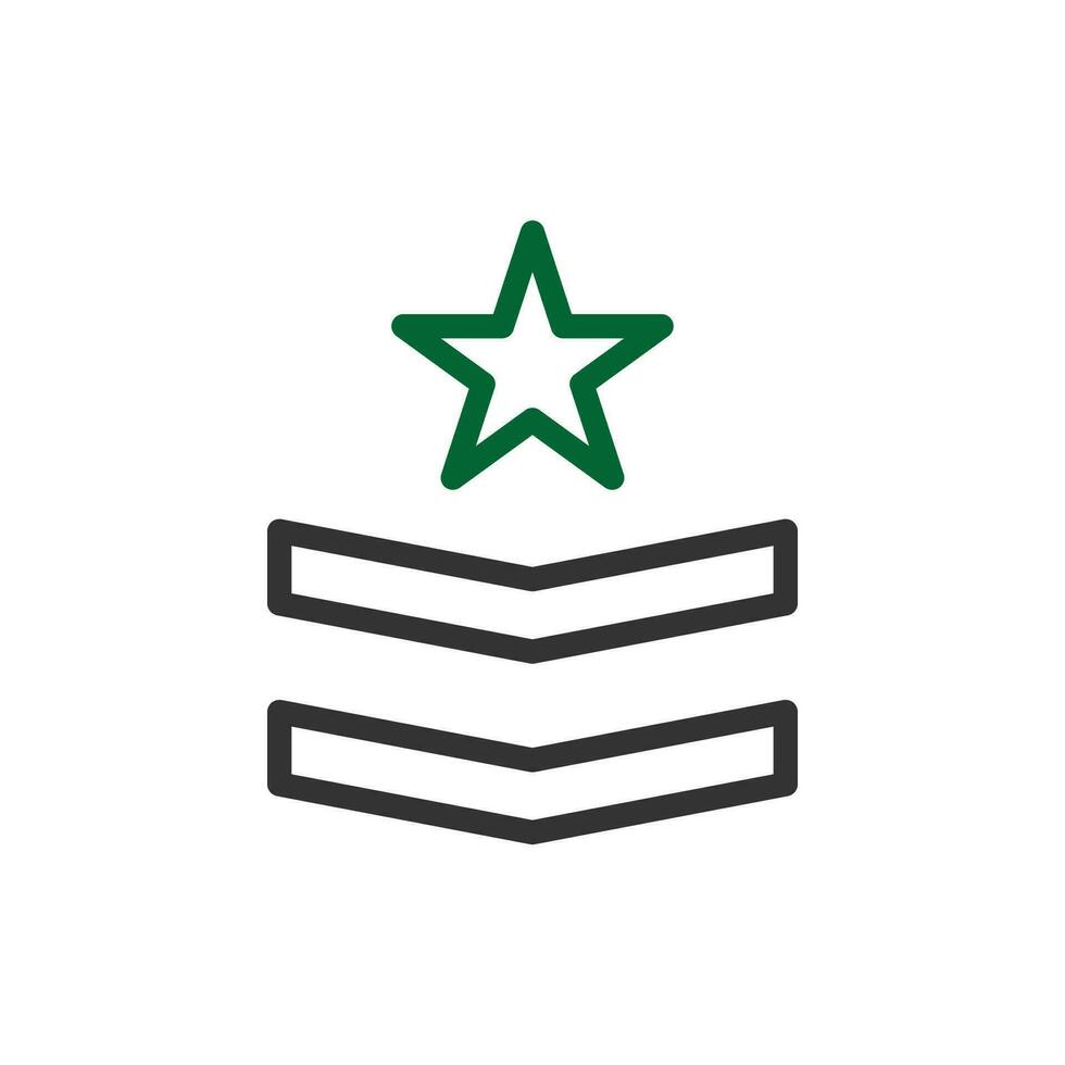 Insignia icono duocolor gris verde color militar símbolo Perfecto. vector