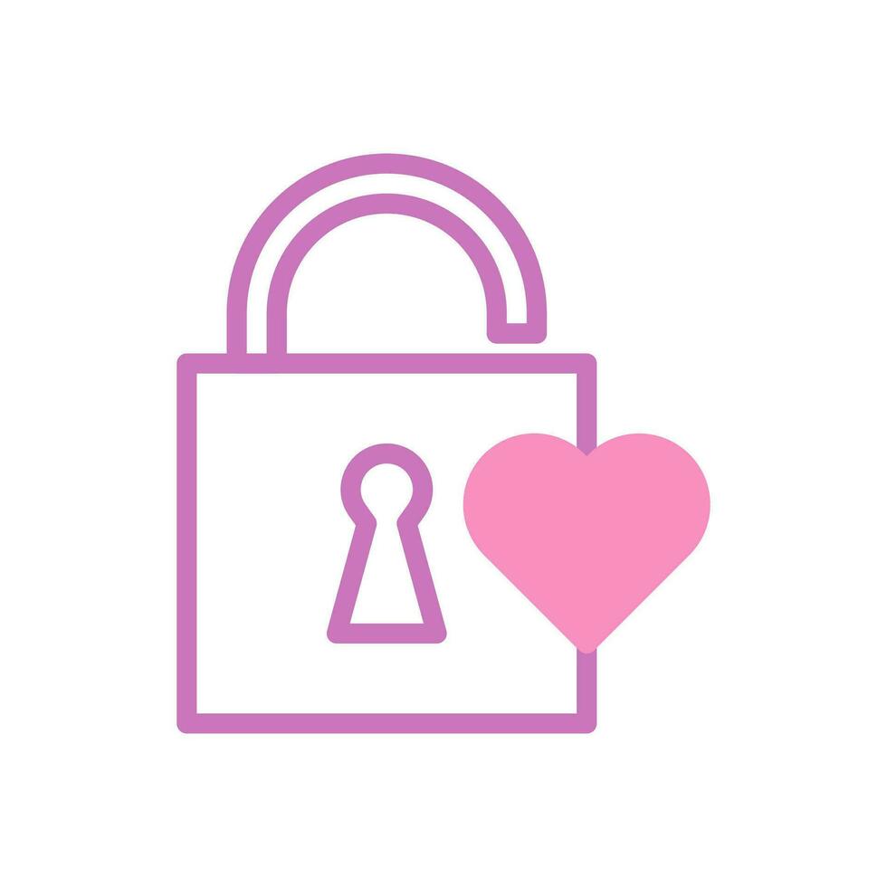 Padlock love icon duotone purple pink style valentine illustration symbol perfect. vector
