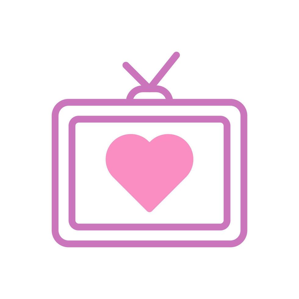 Tv love icon duotone purple pink style valentine illustration symbol perfect. vector