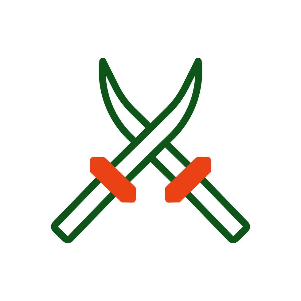 espada icono duotono verde naranja color militar símbolo Perfecto. vector