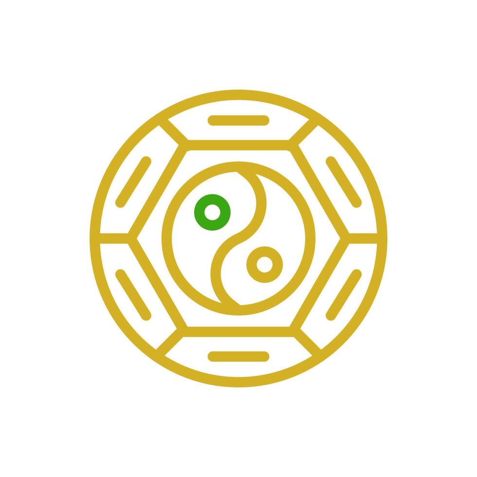 Yin and yang icon duocolor green yellow colour chinese new year symbol perfect. vector