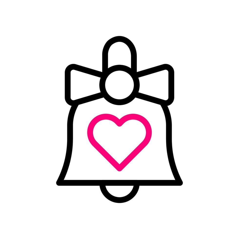 Bell love Icon duocolor black pink style valentine illustration symbol perfect. vector