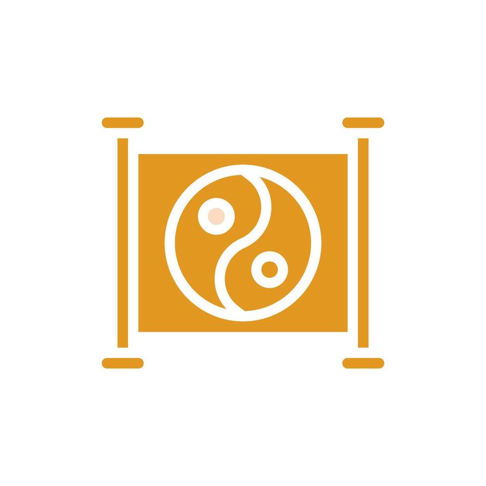 Yin and yang icon solid orange yellow colour chinese new year symbol perfect. vector